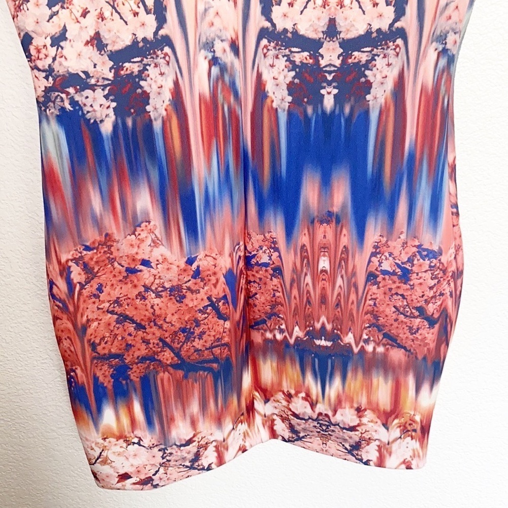 Zara W&B Collection Neoprene “Scuba” Short Sleeve Cherry Blossom Mini Dress - Picture 9 of 12